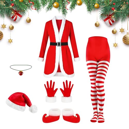 Costume de Père Noël femme avec tenue de cosplay de Noël pour fête