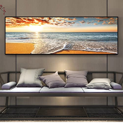 Mer et coucher de soleil affiche panoramique pour un salon style bord de mer