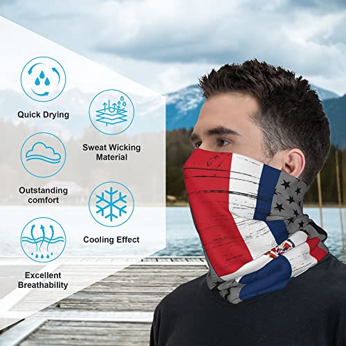 4Pcs Usa Dominican Flag Magic Headwear Neck Gaiter Tube Scarf Headbands Bandana Balaclava For Outdoor Running Cycling Skating Work Out #TOP3