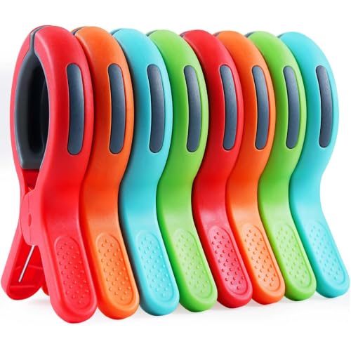 8 Pcs Large Beach Towel Clips for Sun Loungers Sunbed Towel Clips Towel Pegs for Sun Lounger Beach Pegs Sunbed Clips for Towels Laundry Clip Table Cloth Clips for Outside Pool Cover Clips