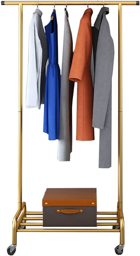 YNBSHGAA Heavy Duty Clothing Garment Rack with Wheels Bottom Shelves Ideal for Store or Market Display