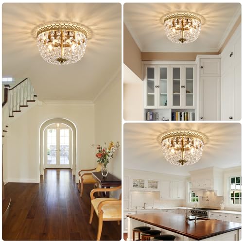 Kaerdi ZH6022-3 Crystal Flush Mount Ceiling Light Fixture 3 Lights French Empire Chandeliers Lighting thumb #1