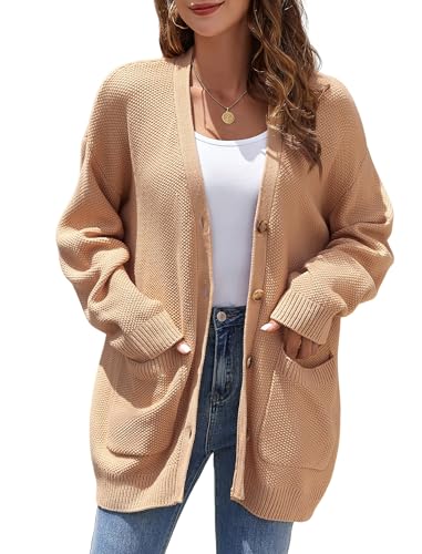 Image of ZAFUL Womens Open Front Cardigan Sweater Button Down Oversized Knit Loose Casual Chunky Pocket Outwear Coats