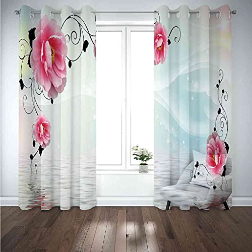 Rideau occultant enfant 200x160 cm fleurs roses à oeillets isolant - 5
