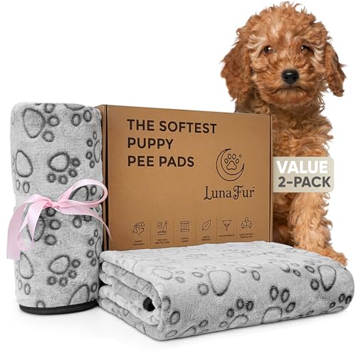Image of Washable Reusable Puppy Pads for Dogs - Soft, Leakproof & Super Absorbent Dog Pee Pads - Non-Slip Waterproof Potty Training Pads for Crate, Floor, Sofa, Playpen & Whelping Box - 2 Pack