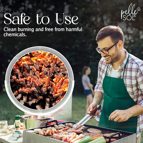 Pelle & Sol 15kg Wood Pellets - Premium Fuel for Pizza Ovens & Grills, High Heat Output - Ideal for Pellet Pellet Smokers, BBQs - Easy-Light Cooking Pellets - Bagged for Easy Storage & Handling