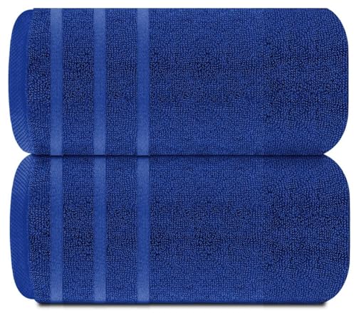 TEXTILESY Pack of 2 Super Jumbo Bath Sheet Premium 100% Egyptian Combed Cotton 100 x 200 cm-600 GSM Super Soft Large Bath Sheet Towels (Cotton, Royal Blue)