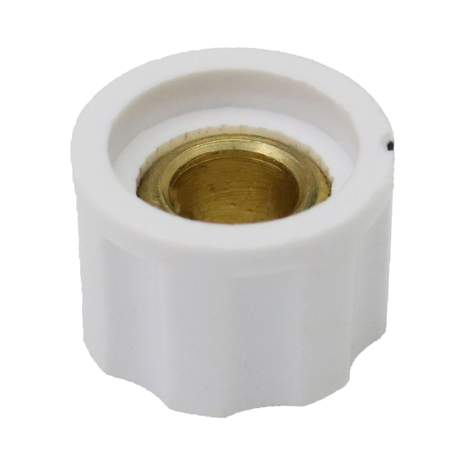 6.4mm Round Hole Small Fluted Silver Cap Retro Style Amplifier/Instrument Control Knob Pack of 5 (White) - Image 4