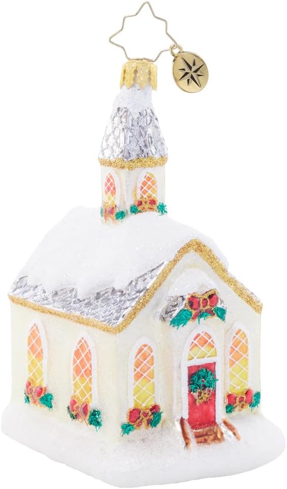 Christopher Radko Hand-Crafted European Glass Christmas Tree Decorative Ornament, Snowy Sanctuary