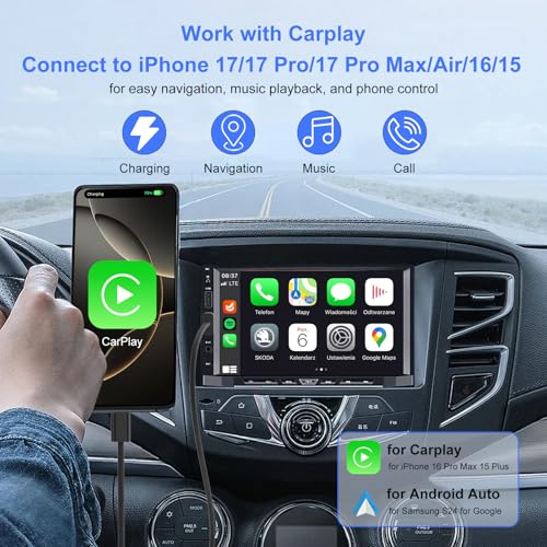 Image of USB C Cable for Carplay iPhone 17 Pro Max Air 16 15,18W 3A USB A to C Cable for Apple CarPlay & Android Auto, 1M Length Type C Charging Cord for iPad Pro, iPad A16 /Mini 6, Galaxy S25 S24 S23, Black