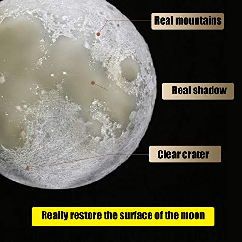 Image of Unique Birthday Gifts Moon Lamp - 7 inch 2 Colors LED 3D Print Moon Light with Stand & Remote&Touch Control and USB Rechargeable, Moon Light Lamps for Kids,Lover,mom,Daughter,Friends, Relatives。