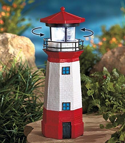 Solar Lighthouse with Rotating Lamp Garden Decoration