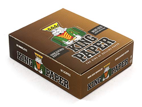 1 caixa - Papel aLeda King Regular Mini 1 1/4 tamanho 44 mm x 20 livretos - Não branqueado