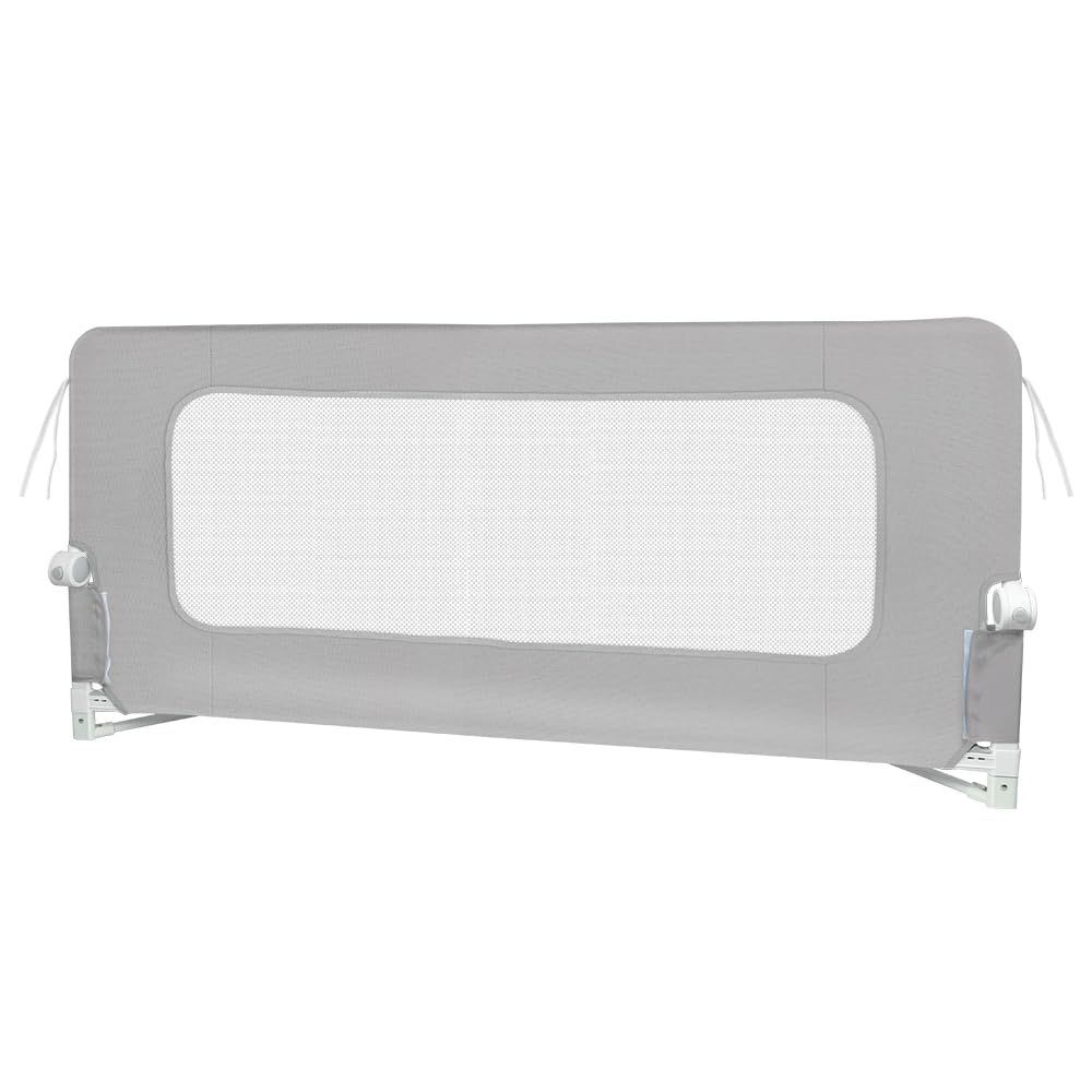 HUOLE Sponda di Sicurezza per Bambini, Barriere per letto,Barriera Letto Grande binari del letto per bambini per bambiniSponde Letto Bambini, Sponda per letto-150 * 73-86 cm - Grigio