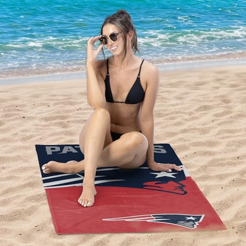 Image of Northwest NFL New England Patriots Microfiber Beach Towel, 30 x 60 Inches - Quick Dry, Sand Resistant, Lightweight, Highly Absorbent, Incisor Design