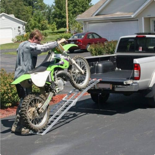 Rampa plegable de aluminio para carga, escalera ligera portátil para acceso vehicular, diseño plegable con tracción antideslizante, apta para motocicletas y camionetas, uso exterior miniatura 6