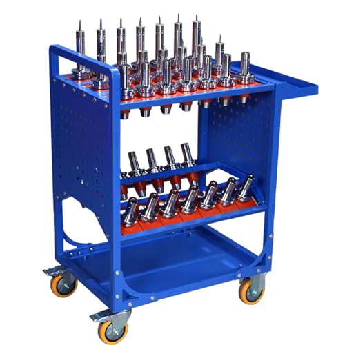 LYREIGN BT40 Blue Classic Mobile CNC Tool Storage Cart, CAT40 CNC Tool Holder Keeper Utility Carts with Wheels, CNC Tool Service Carts for Warehouses Machining Centers