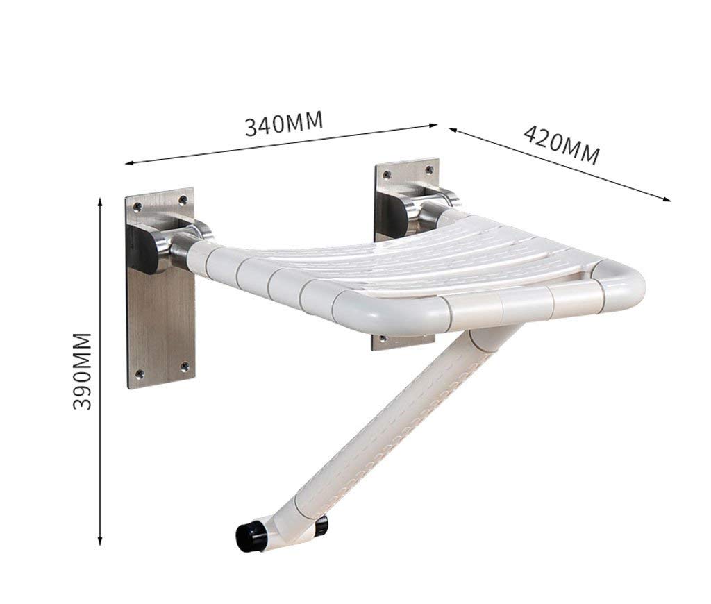 Silla de baño Taburete de ducha Asiento de seguridad Asientos de ducha de baño Montado en la pared, Taburete de ducha plegable para baño Silla de pared antideslizante de acero inoxidable fluoresc
