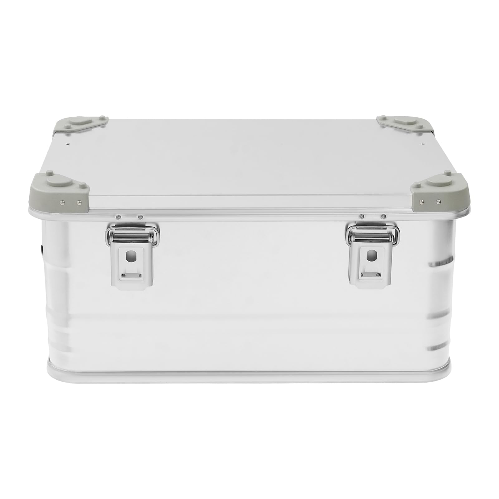 Caja de aluminio de 50 litros con tapa, caja de aluminio, resistente a salpicaduras, resistente al polvo, apilable, con acolchado de espuma para herramientas y equipos (plata)