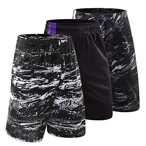 3PCS / Set Men's Running Shorts Quick Dry Running Shorts Basketball Pants Sports Pants (3pcs Short/Set17,XL)