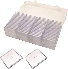 Caixa de armazenamento de cápsula de moeda com forro de espuma ajustável, estojo plástico transparente para coleção de moedas de 20 mm a 40 mm, conjunto organizador quadrado com 60 cápsulas (preto)
