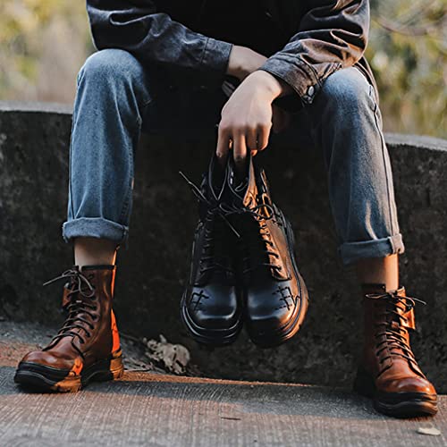 Bottines à plateforme en cuir véritable chaussures décontractées rock - 5