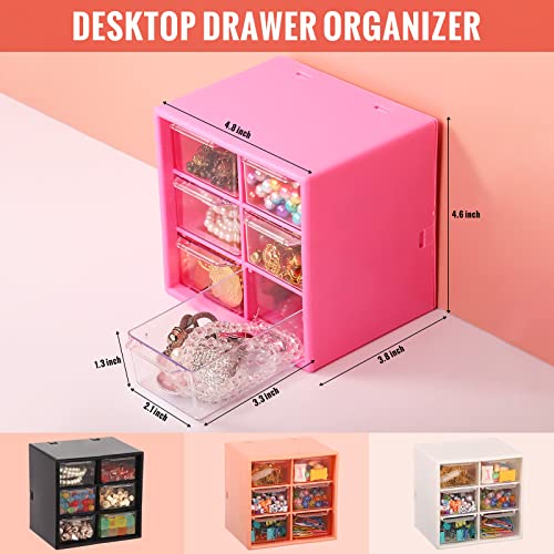 8 Pack Small Drawer Organizer Mini Desktop Storage Organizer With 6 Drawers, Plastic Organizers And Storage Drawer, Stackable Organizers For Craft Jewelry Cosmetics Sewing Supplies Storage, 4 Colors #TOP1