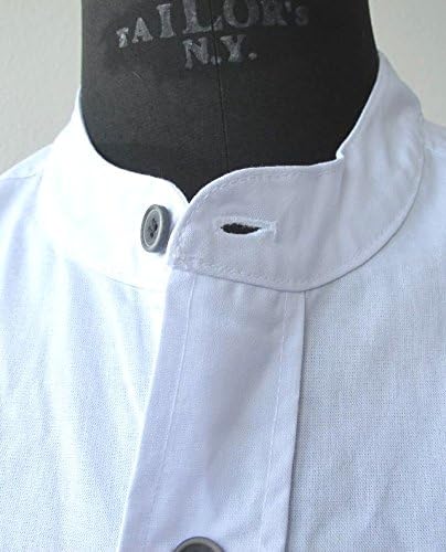 Men's Comfort Cotton Grandfather Shirt FL18 Navy and White Stripe - Image 2