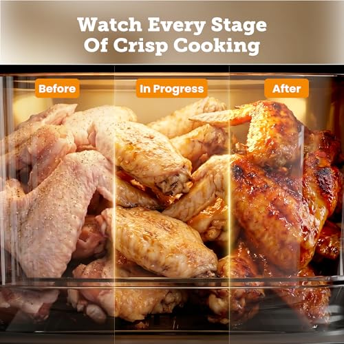 Image of Kismile 5QT Glass Air Fryer, 8 in 1 PFAS-Free Non Toxic AirFryers, Digital Touch Control, Portable Air Fryer with Precise Temperature Control & Timer, Up to 400F, 95% Less Oil.(Creamy White)