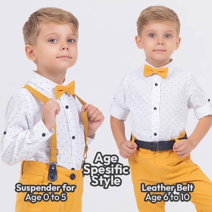 Boys Formal Outfit with Shirt, Pants, Suspenders, Bow Tie - Toddler Suit for Boys, Baby Suit2