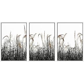 SIGNWIN 3 Piece Framed Canvas Wall Art Black...