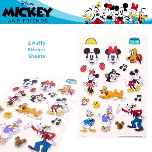 Disney Mickey Mouse Stickers for Kids - 12 Sheet Mickey Mouse Sticker Book Set With Puffy and Regular Stickers - 1000+ - Mickey & Friends, Minnie, Donald, Daisy, Goofy