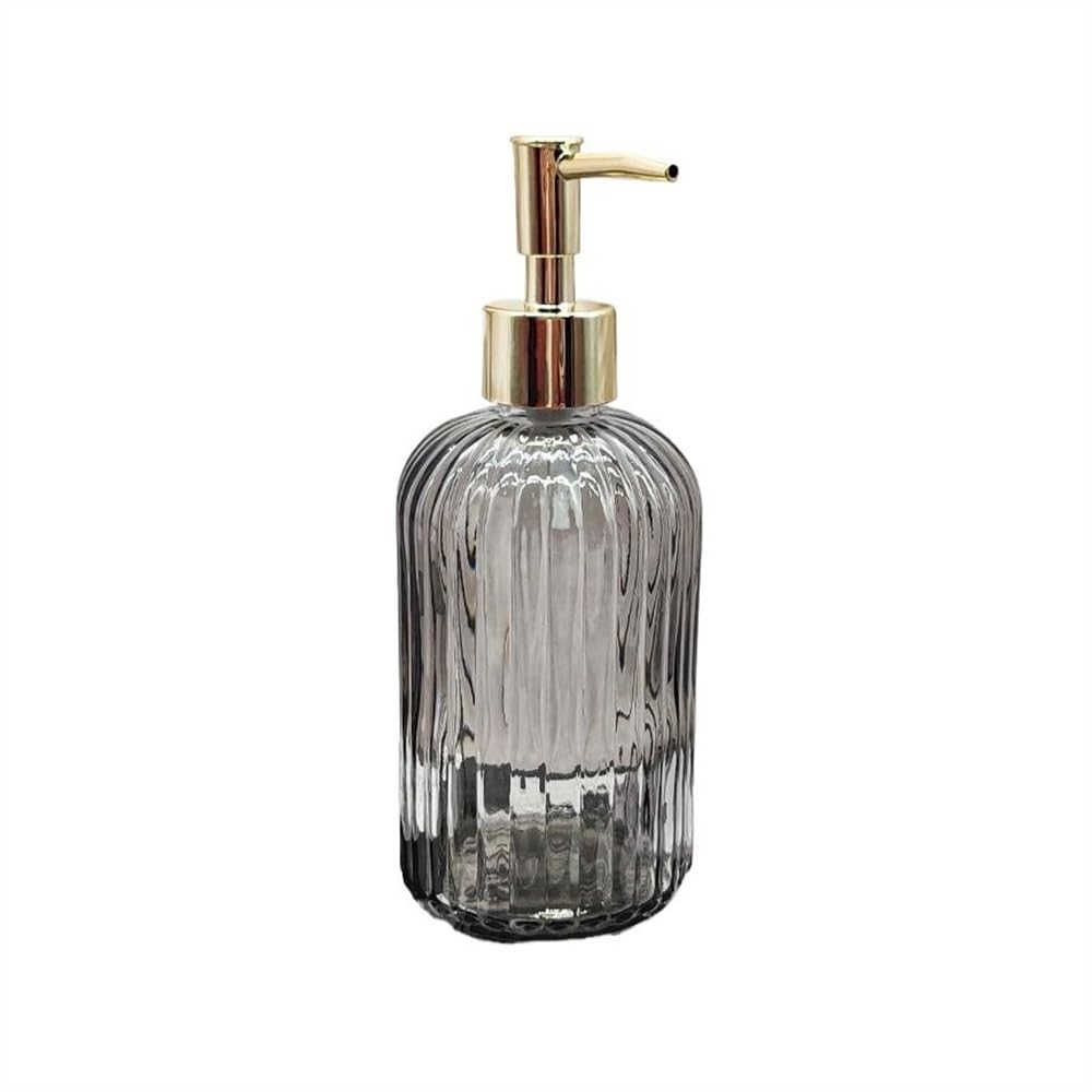 Soap Bottle 400ML Pressed Dispenser Glass Bottle Shampoo Shower Gel Soap Light Luxury Lotion Empty Kitchen Decor(Gris)