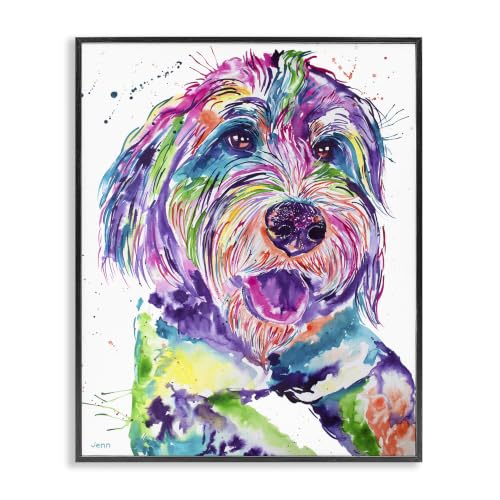 Smiling Terrier Modern Dog Portrait, 24 x 30 Inch Framed Giclée Print