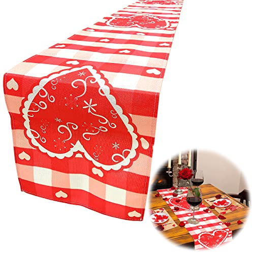 Zeyevan Corredor De Mesa Día De San Valentín, Camino De Mesa Rojo para Día De San Valentín, Mantel Rectangular, Adecuado para El Día De San Valentín, El Día De La Madre, La Fiesta De Bodas Cover
