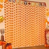 Timgle 6 Pcs Thanksgiving Maple Leaves Backdrop Fall Leaves Backdrop Orange Foil Curtain Streamers Fringe Tinsel Harvest Party Thanksgiving Party Supplies for Farmhouse Decor Birthday Home Photo Props