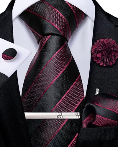 Image of DiBanGu Silk Zipper Ties for Men, Formal Pre-tied Necktie | Adjustable Tie,6PCS,Various Design Styles,Jacquard Woven,Skin-friendly,Practical Gift,Great for Wedding Party,Business Formal