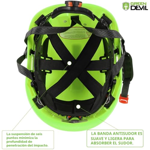 Miniatura 6 de Green Devil Casco De Protección Para Motosierra Casco De Seguridad Con Protección Auditiva Bluetooth Orejeras Y Protección Facial Doble Capa Protección De Los Ojos 5 En 1 En397