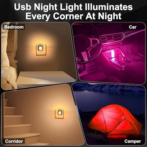 2 PCS Car USB Night Light Bulb, Touch Dimmable Car Interior Ambient Lights, Portable Mini USB Retro Glass Bottle Lamp Decorations for Vehicle, Bedroom, Hallway, Camping (Blue) by LYCARESUN - Used condition - Image 6