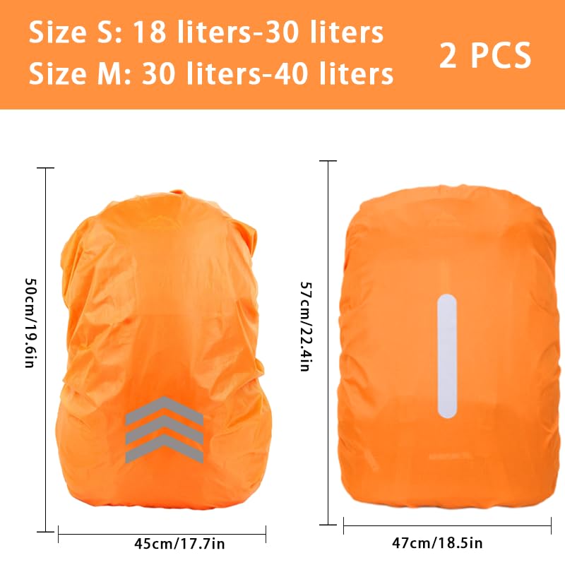 HORREX 18-30L Rucksack Regenschutz Fluoreszierend orange Farbe Reflektierender Pfeil + Fluoreszierend orange Farbe Vertikaler Streifen Regenschutz Schulranzen Rucksack Regenhüllen