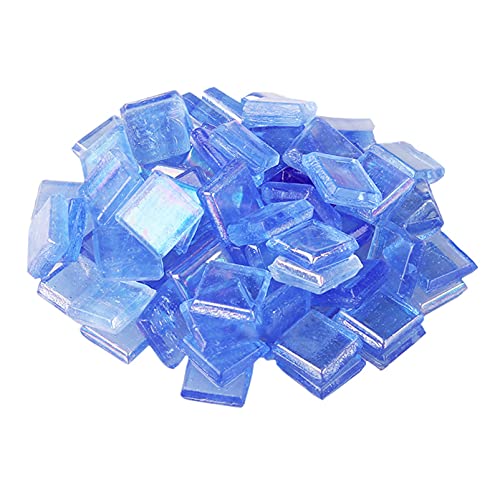 Mosaikfliesen - Glasfliesen-Sortiment - 1 x 1 cm gemischte Farben Glasfliesen - 260 Stück/200 g Bastel- und Backsplash Fliesen (tiefblau) Cover