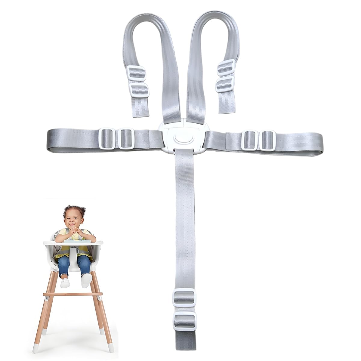 SNOWIE SOFT® 5-Point Baby High Chair Harness Strap with Safety Buckle, Adjustable Safety Belt Replacement for Highchairs, Strollers & Booster Seats, Secure Toddler Harness Straps for Eating & Travel-image-34