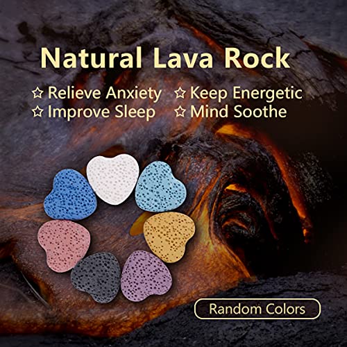 Infuseu Paper Clip Chain Bracelets For Women Teen Girls Silver Plated Essential Oil Diffuser Aromatherapy Jewelry Set For Healing Spiritual Fidget Anxiety With 7 Heart Lava Rock Natural Stone #TOP5