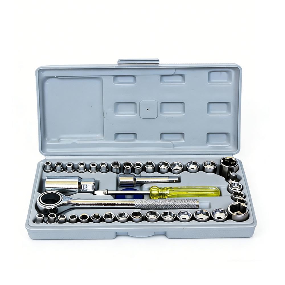 Set Chiavi A Cricchetto Con Bussole Per Riparazioni Automotive(Gray)