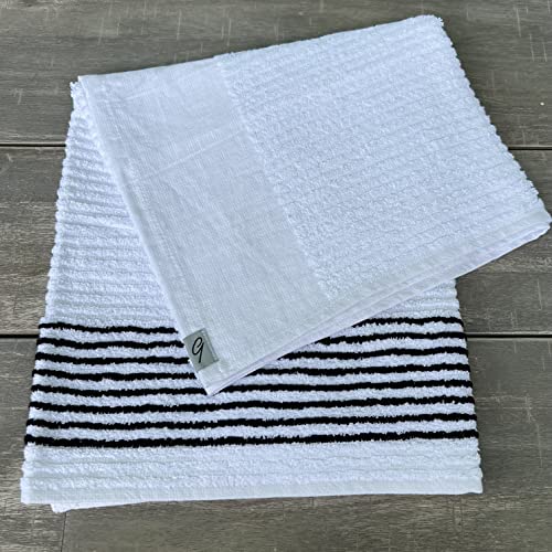 E9 Golf Caddy Towel - Large 22" X 44" Caddie Style Golf Towel Design, Use The Same Golf Towel That Tour Players Use, Simple, Clean Design, White With Black Stripes #TOP7