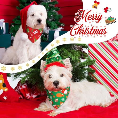 Image of Abbylike 50 Pcs Christmas Dog Bandanas Bulk, Snowman Santa Snowflake