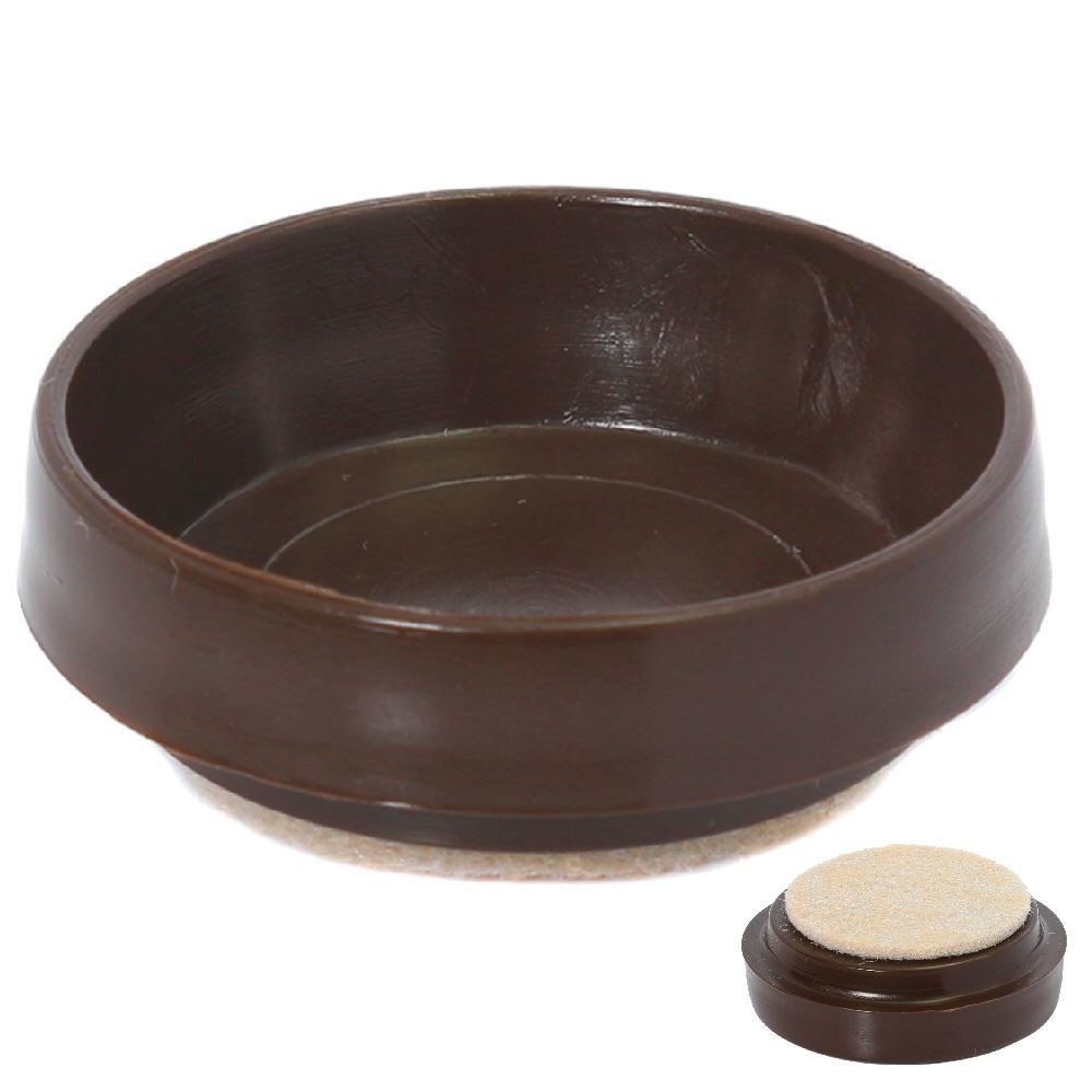 Bulk Hardware Large Castor Cups with Felt Pad - Brown (Pack of 8) (2)
