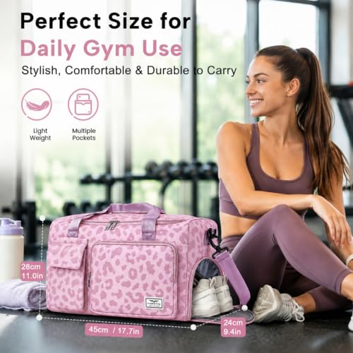 Image of FIORETTO Women's Gym Duffle Bag with Shoes Compartment, 30L Capacity, Ideal for Travel, Gym, Sports, Duffel, Weekender