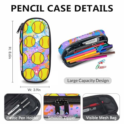 School Backpack for Girls, Softball Backpacks with Lunch Box Matching Combo for Elementary Preschool Middle School, Colorful Lightweight Bookbag and Pencil Case Bundle for Kids4