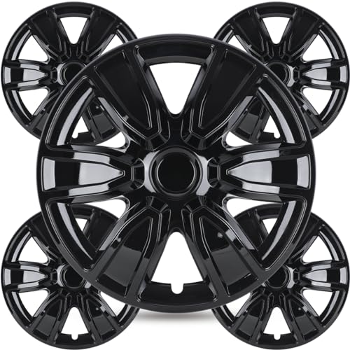 15 inch Hubcaps Set of 4 Black Lacquer Universal Wheel Cover for Cars - Fits for Toyota, Nissan, Honda, Vw, Chevy Chevrolet, Hyundai, Dodge, Ford, Subaru, Mitsubishi and Most Cars